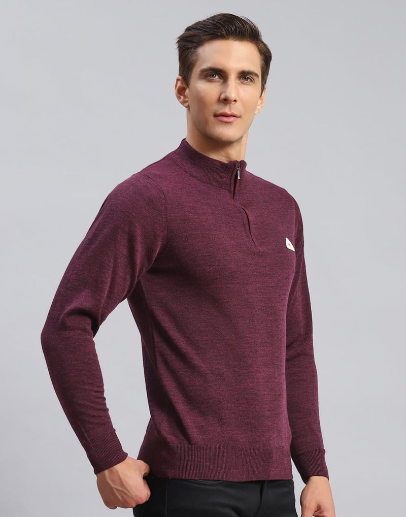 Monte Carlo Mens Solid Purple High Neck Full Sleeve Pullover (1240523HZ-1160-46) - Image 3
