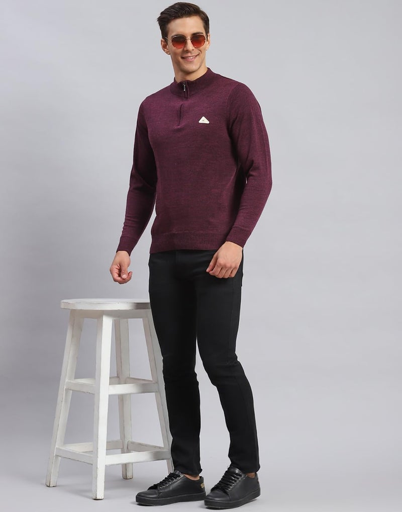 Monte Carlo Mens Solid Purple High Neck Full Sleeve Pullover (1240523HZ-1160-46) - Image 5