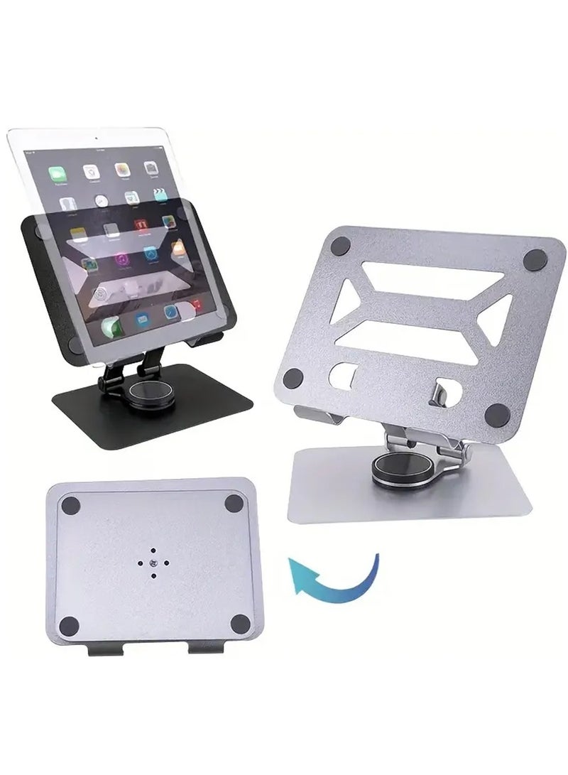 High-quality metal iPad tablet holder with stable base and adjustable design - 360-degree rotation and flexible height - Durable material supports mobile and iPad tablet for a comfortable and safe user experience in the office or home - Image 2