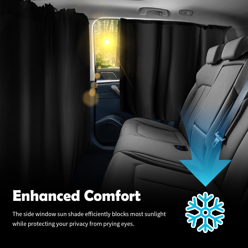 YGDMD 3PCS Extra Large Car Window Shades Kit,Thickened Vinyl Coated Car Window Covers for Privacy and Maintaining Cool Auto Interior Temperature,Universal Cars Curtains for Windows (Extra Large) - Image 4