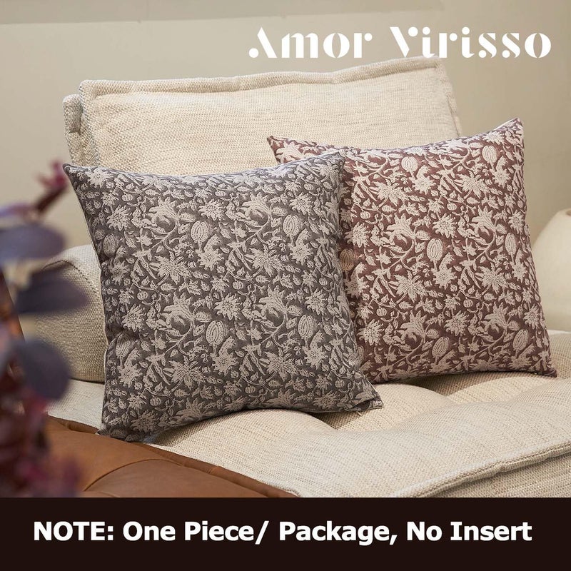 Amor Virisso Floral Throw Pillow Covers 24x24 Couch Pillows for Living Room Bed Block Print Decorative Accent Throw Pillow Covers Farmhouse Neutral Pillow Covers Sofa Pillows 1PC, Light Taupe - Image 4