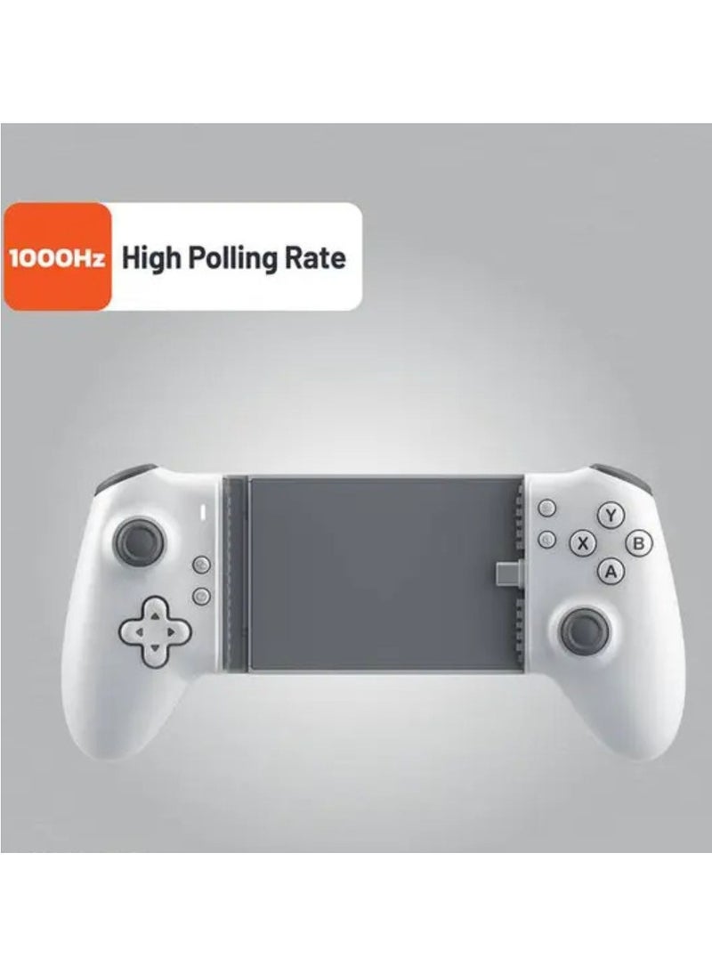 porodo Gaming Multi-Platform Game Controller, Bluetooth & Wired Connection, Supported Devices of Up to 176mm in Width, 1000Hz High Polling Rate, Ergonomic Grip - White  - Image 4
