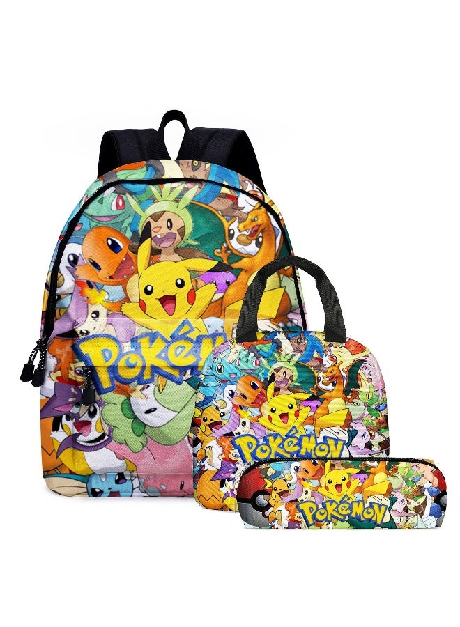 PokÃ©mon Themed Cartoon Student Backpack Set - Image 1