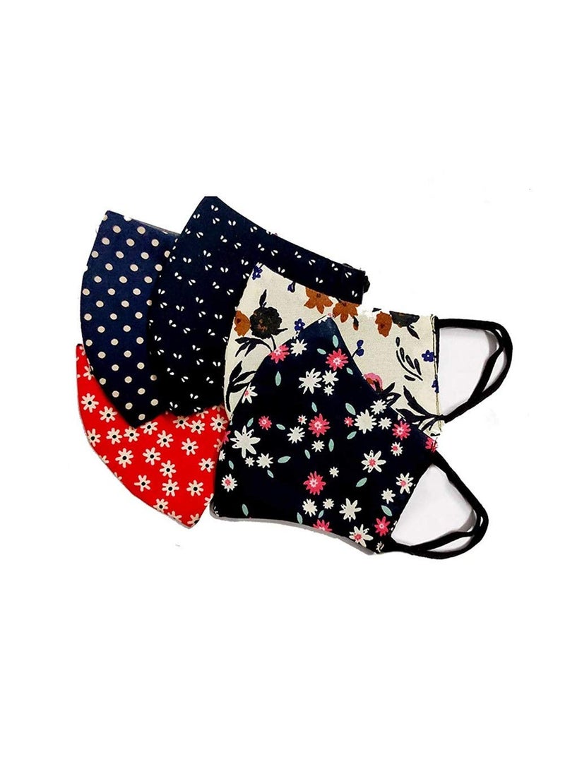 VETERAN Veteran Cotton Face mask Combo of 3 Fashion Flowers Cloth Face Mask Adjustable Washable Reuseable Stylish Cotton Face Masks for Unisex Women Men  - Image 5