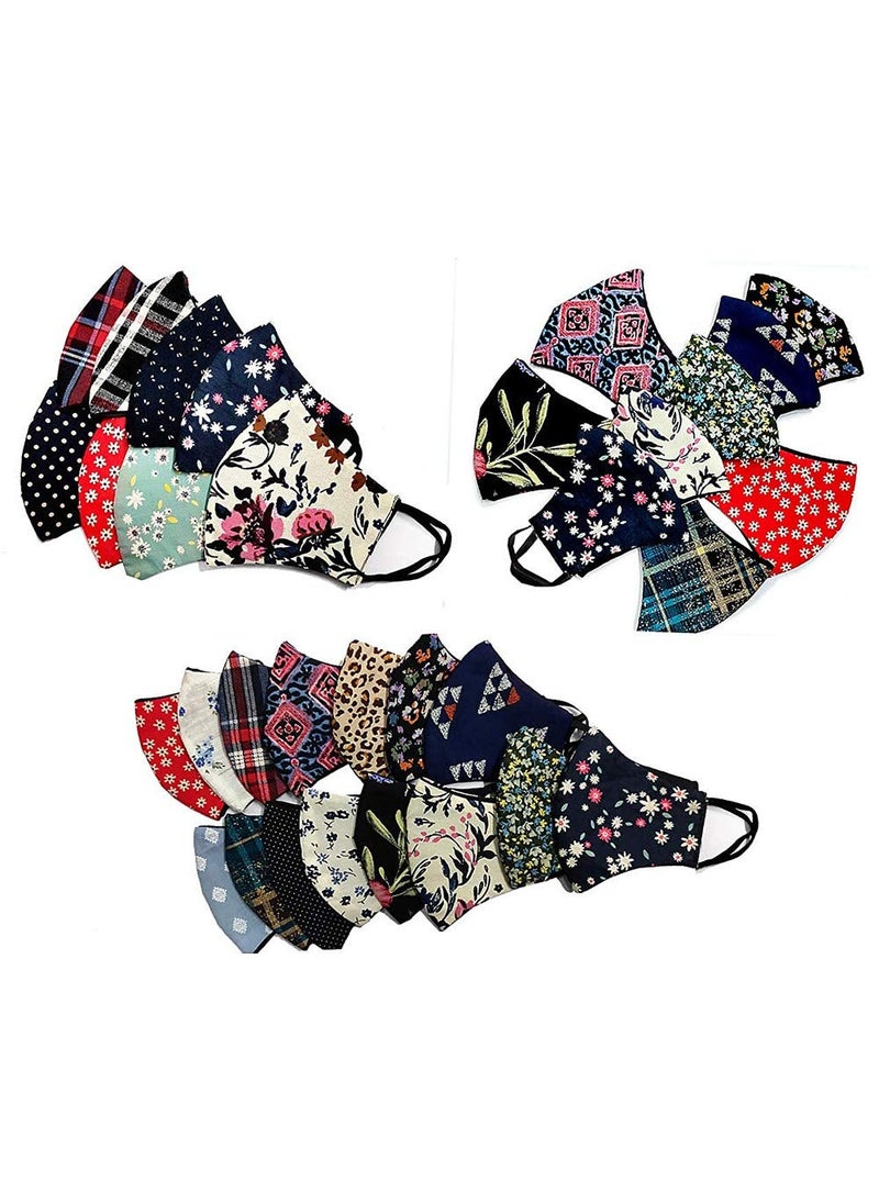 VETERAN Veteran Cotton Face mask Combo of 3 Fashion Flowers Cloth Face Mask Adjustable Washable Reuseable Stylish Cotton Face Masks for Unisex Women Men  - Image 1