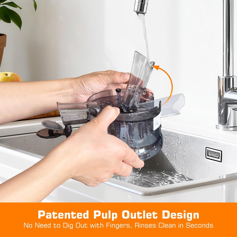 SMALLHOO Cold Press Juicer Machines with 6.5" Large Feed Chute, Juicer for Whole Vegetables & Fruits, High Juice Yield (Black) - Image 5
