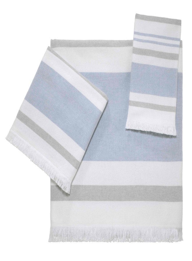 IZOD - Hand Towels, Soft & Absorbent Cotton, Striped Bathroom Decor, Dorm Room Essentials, Set of 2 (Clubhouse Collection, Blue) - Image 4