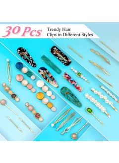 cridoz 30 Pcs Acrylic Resin Barrettes Cridoz Barrettes And Pearl Hair Clips For Women Banges Hair Accessories  - Image 4