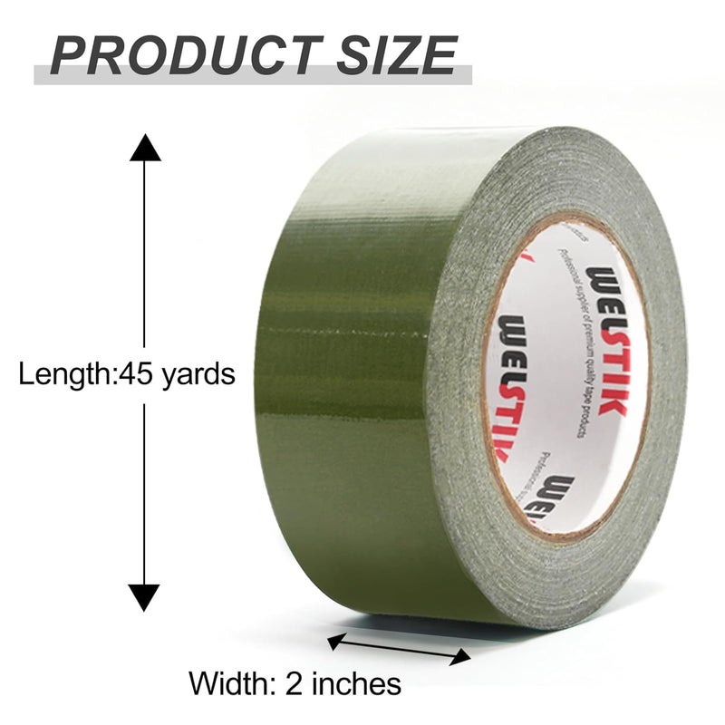 WELSTIK Professional Grade Duct Tape, Waterproof Duct Cloth Fabric,Colored Gaffer Tape for Repairs, DIY, Crafts, Indoor Outdoor Use,50mm X 41M, 7.5 Mil Thick,Olive Green - Image 2