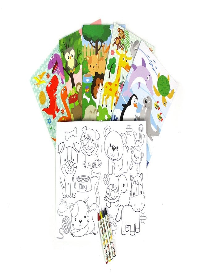 TINYMILLS Animal Friends Coloring Books for Kids with 12 Coloring Books and 48 Crayons Goody Bag Filler Assorted Animals Party Favors Classroom Rewards - Image 2