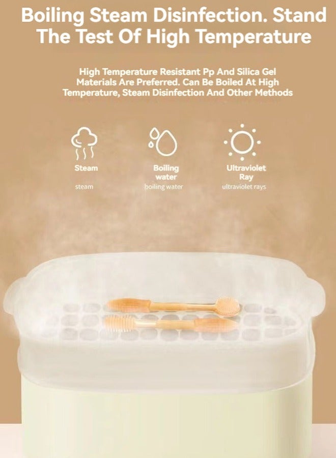 5Pcs Baby Toothbrush Set Baby Soft Bristle Toothbrush + Silicone Tongue Cleaner + Finger Toothbrush+Baby Training Toothbrush + Dust Cover, 0-3 Years Infant Toddler Oral Care Toothbrush Training Teeth Brushes with Dust Cover BPA Free - Image 4