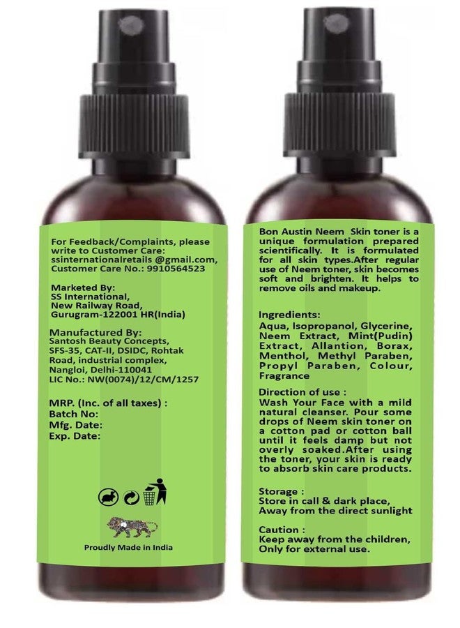 Bon Austin Green Tea, Neem & Vitamin C Hydrating Face Toner For Glowing Skin | Pure & Natural Face Toner For Men & Women Pack of 3 of 100 ML(300 ML) - Image 5