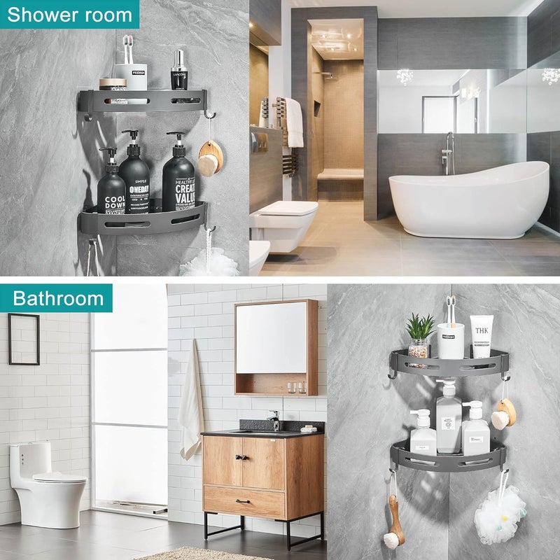 ESTAMINE Corner Shower Shelf No Drilling Bathroom Corner Shelves Shower Caddies Adhesive Bath Corner Shelf Wall Mounted Bathroom Shower Caddy Organizer for Kitchen (PACK OF 1) - Image 4