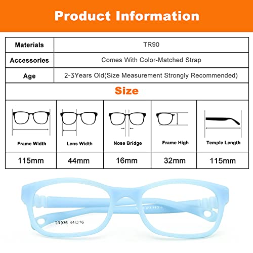 EnzoDate Flexible Kids Eyeglasses Frame Size 44/16 TR90 Children Glasses, No Screw, Unbreakable Safe Light Boys Girls Optical Glasses, Black, 44-16-115mm - Image 3