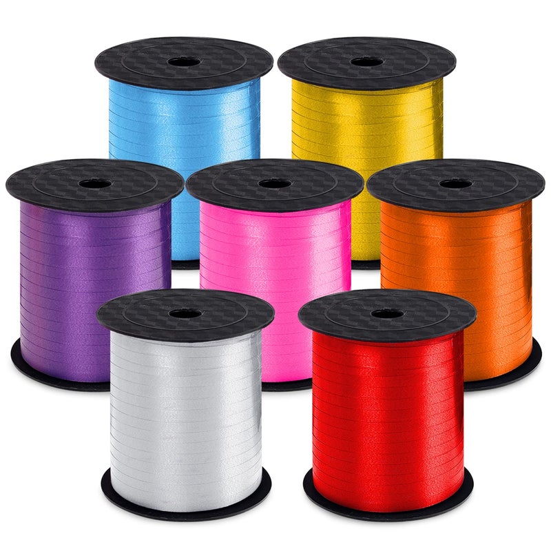 7 Pack Curling Ribbon1750 Yards Crimped Curling Ribbon Balloon Ribbon Gift Wrap Ribbon Balloon String Shiny Wrapping Ribbon for Crafts Mothers Day Birthday Wedding Party Decoration Colorful