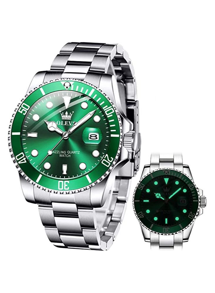 OLEVS Mens Stainless Steel Business Watches with Date Quartz Analog Waterproof Luminous Multifunction Wristwatch For Men - Image 1