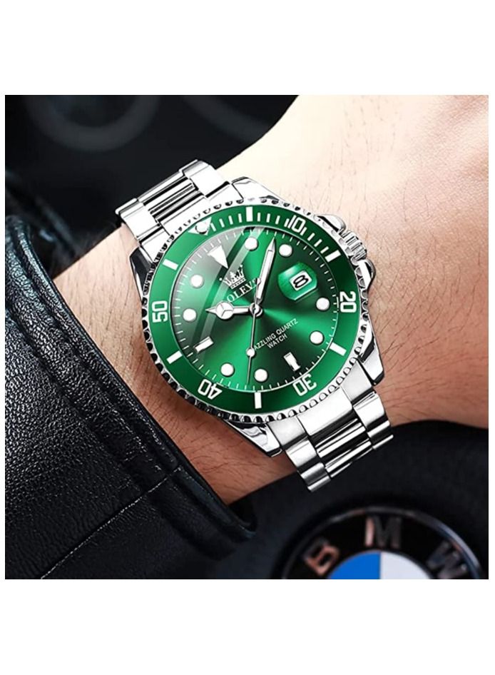 OLEVS Mens Stainless Steel Business Watches with Date Quartz Analog Waterproof Luminous Multifunction Wristwatch For Men - Image 3