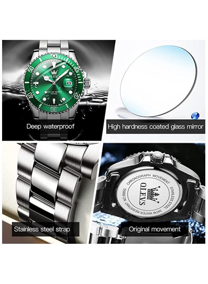 OLEVS Mens Stainless Steel Business Watches with Date Quartz Analog Waterproof Luminous Multifunction Wristwatch For Men - Image 4
