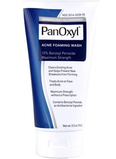 Panoxyl Benzoyl Peroxide 10% Acne Foaming Wash, Maximum Strength Antimicrobial, 5.5 oz.