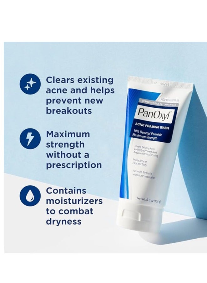 Generic - Panoxyl Benzoyl Peroxide 10% Acne Foaming Wash, Maximum Strength Antimicrobial, 5.5 oz. - Image 1