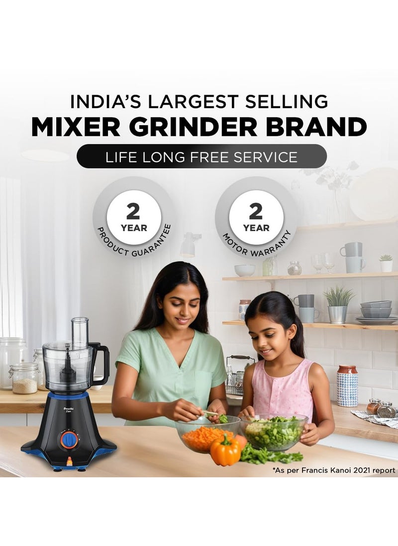 Generic - Preethi Zion Mixer Grinder for Kitchen - 4 Jars 750 Watt Mixie (3 Stainless steel Jars+1 Master Chef Plus Food processor Jar), Flexi lids, Vega W5 motor, Black (MG-227) - Image 1