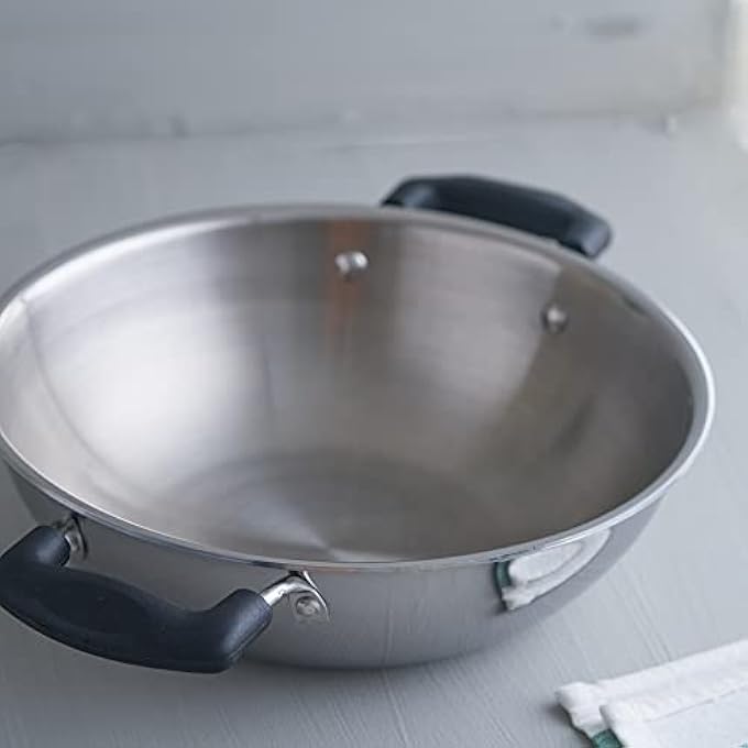 Insiya Platinum Cookware Triply Stainless Steel Kadai 24Cm 25 Liters Silver - Image 3