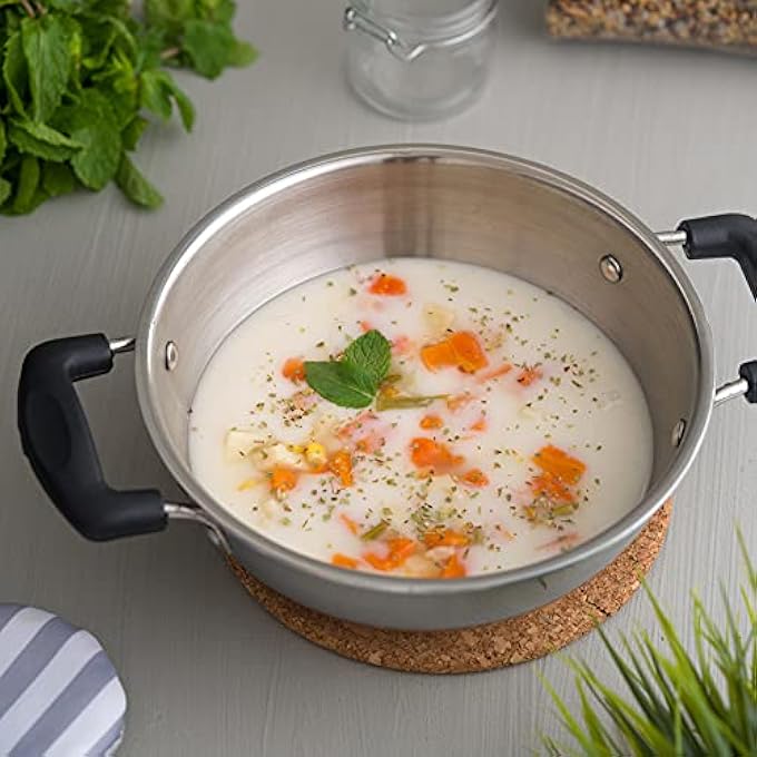 Insiya Platinum Cookware Triply Stainless Steel Kadai 24Cm 25 Liters Silver - Image 4