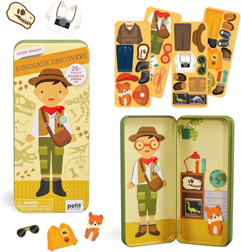 Petit Collage Shine Bright Dino Discovery Magnetic Dress Up - Image 1