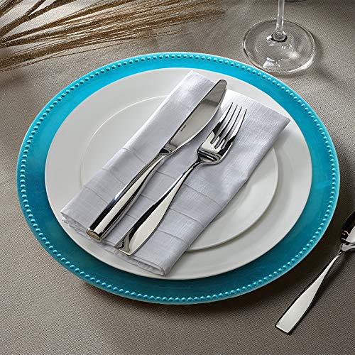 ChargeIt by Jay Charge It by Jay Beaded Charger 13” Decorative Melamine Service Plate for Home, Professional Dining, Perfect for Upscale Events, Dinner Parties, Weddings, Banquets, Catering, Aqua - Image 2