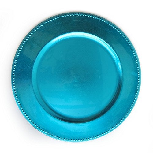 ChargeIt by Jay Charge It by Jay Beaded Charger 13” Decorative Melamine Service Plate for Home, Professional Dining, Perfect for Upscale Events, Dinner Parties, Weddings, Banquets, Catering, Aqua - Image 4