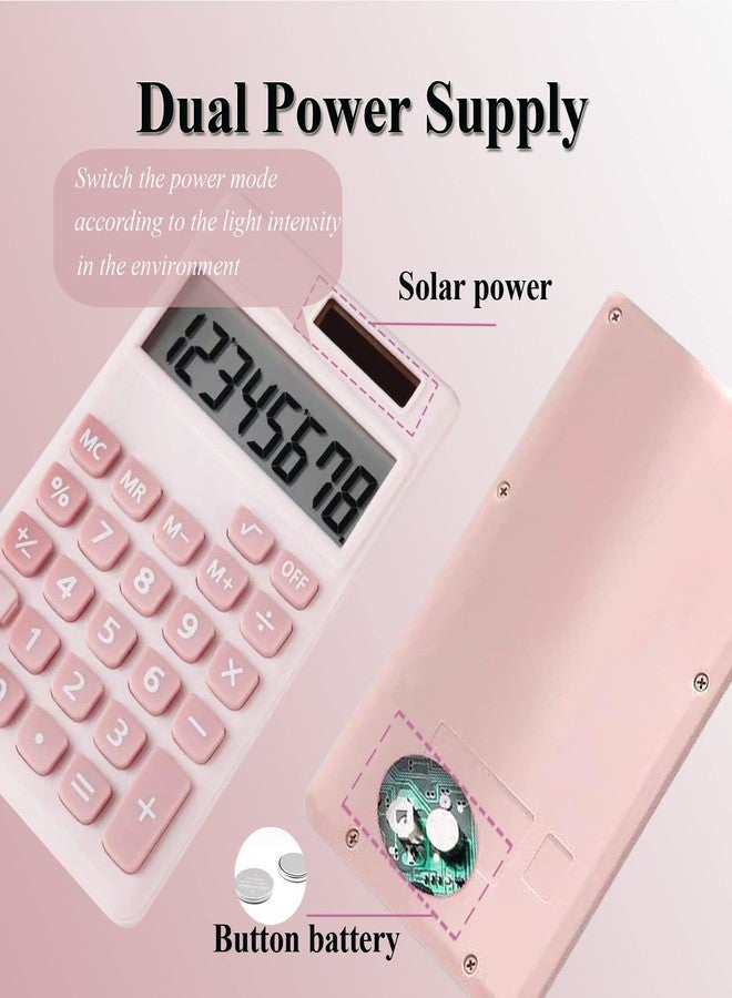 Seaciyan Basic Calculator, Desktop Cute Pocket Size Mini Calculators for School, Office, Home (Pink) - Image 2