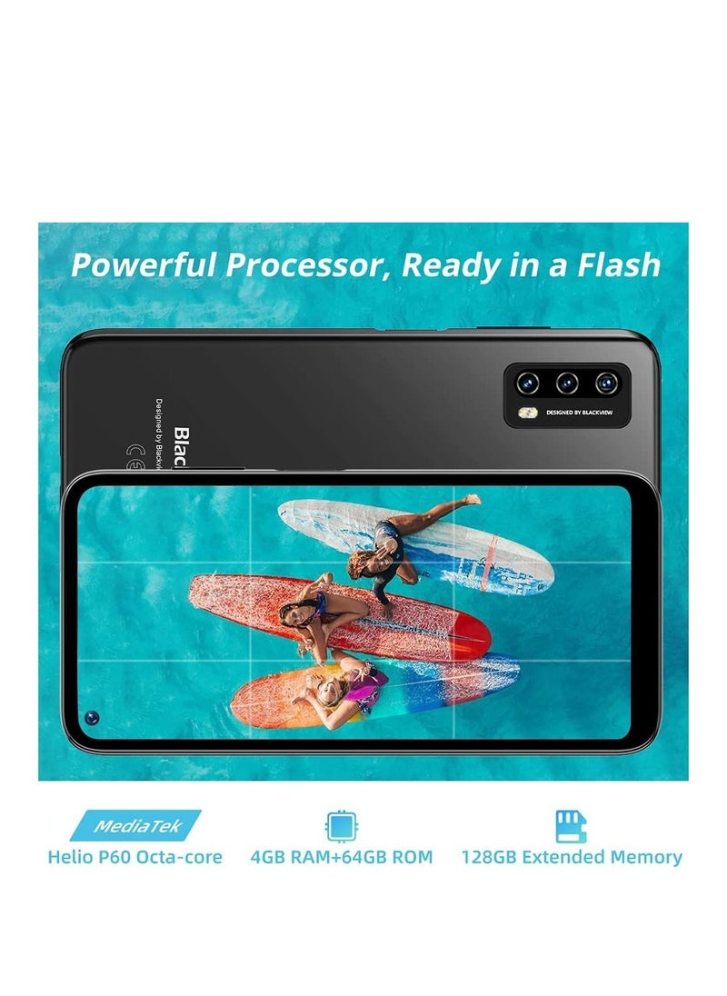 Blackview A90 Android 11 Smartphone, Helio P60 Octa-core, 4GB RAM, 6.39 Inch In-Cell Display, 12MP+8MP AI Rear Camera, 4280mAh Battery, NFC, 4G LTE Dual SIM Mobile phone-OCEAN BLUE