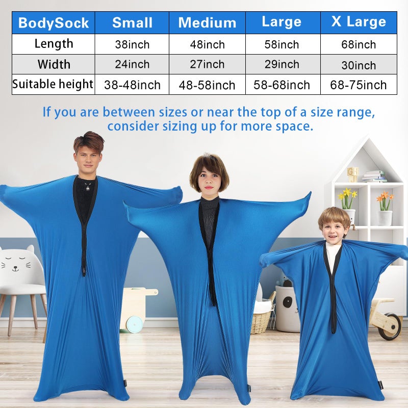 Hugsmiling Sensory Sock for Adults, Large 29 * 59 inch, Good for Height: 58~68 inch, Soft Fabric with Strong Stitching and Snap Closures (Classic Blue) - Image 2