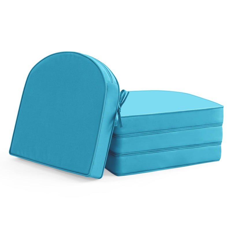 Summsun Outdoor Chair Cushions Set of 4 Waterproof Fade Resistant Patio Furniture Cushions 17 x 16 x 2 Inch Non Slip Round Corner Seat Cushion Pads with Removable Cover for Garden Yard Lawn Teal - Image 2