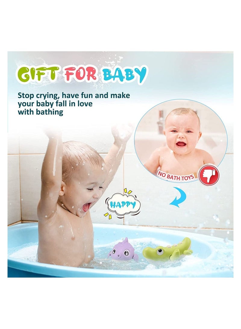 Y&D Animal Bath Toys Set for Toddlers 1-3, Wind Up Swimming Pool Toys for Kids 1-6, Baby Bathtub Water Play with Shark, Pufferfish, Crocodile, Shower Beach Gift for Boys Girls - Image 5