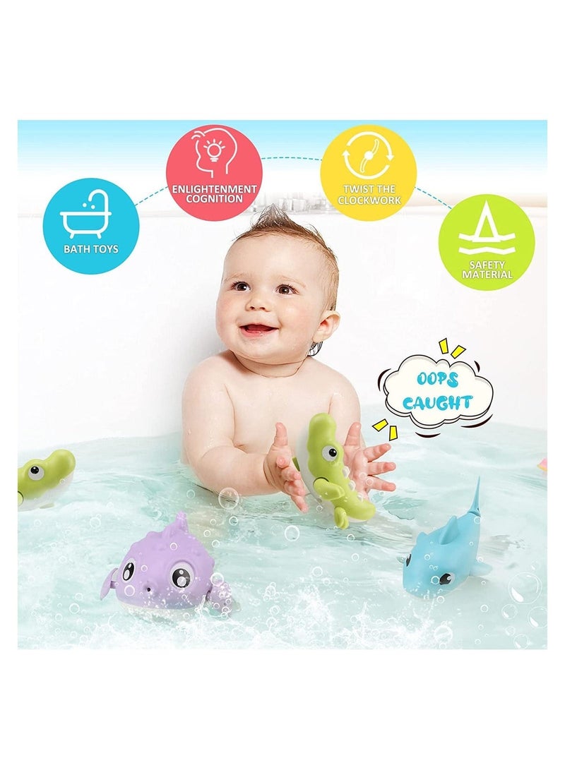 Y&D Animal Bath Toys Set for Toddlers 1-3, Wind Up Swimming Pool Toys for Kids 1-6, Baby Bathtub Water Play with Shark, Pufferfish, Crocodile, Shower Beach Gift for Boys Girls - Image 2
