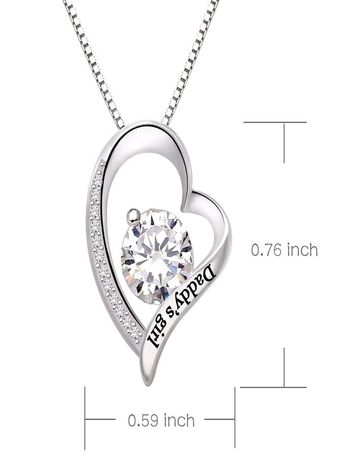 ALOV Jewelry Sterling Silver Father Daughter Love Heart Cubic Zirconia Pendant Necklace - Image 3