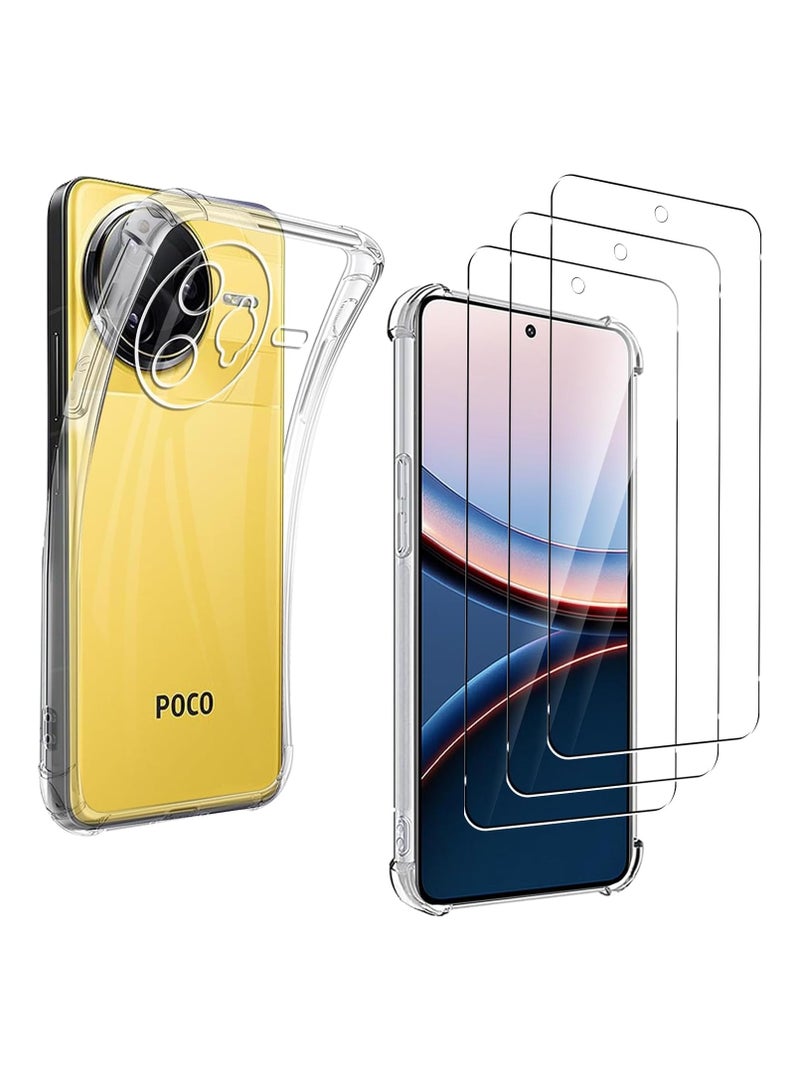 general Xiaomi POCO F7 Ultra Protective Case with 3 Tempered Glass Screen Protectors, Ultra-Thin Soft TPU Corner Bumper Airbag Drop Protection Shockproof and Scratch-Resistant Crystal Phone Case - Image 1
