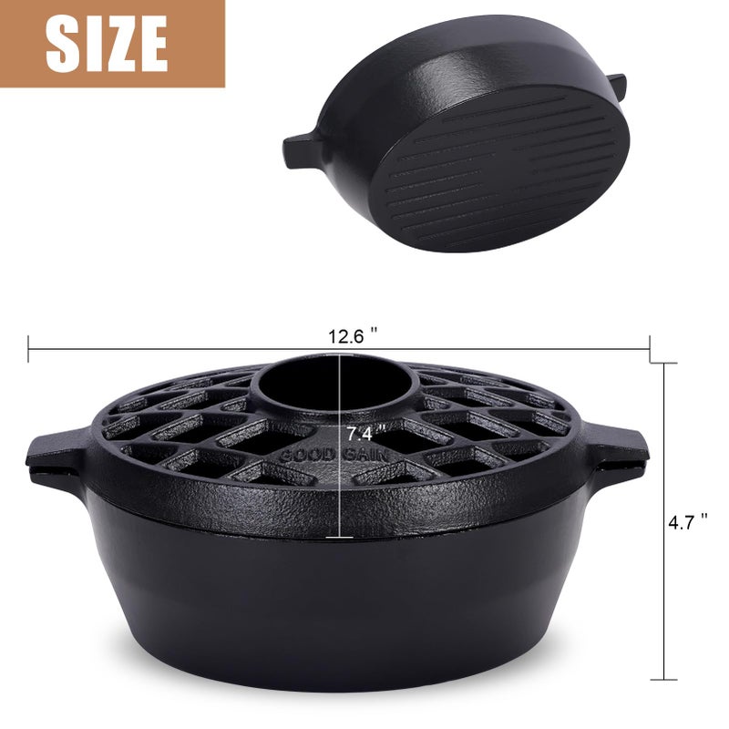 G Good Gain Wood Stove Steamer,Fireplace Humidifier,Cast Iron Humidifier for Stove, Matte Black Finish, Rust Resistant, Lattice Top, 2.5 Quart Capacity,Wood Burning Stove Indoor Decorative - Image 3
