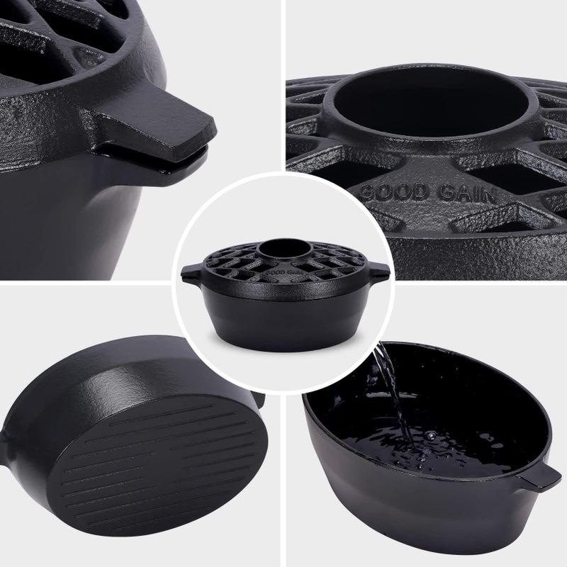 G Good Gain Wood Stove Steamer,Fireplace Humidifier,Cast Iron Humidifier for Stove, Matte Black Finish, Rust Resistant, Lattice Top, 2.5 Quart Capacity,Wood Burning Stove Indoor Decorative - Image 5