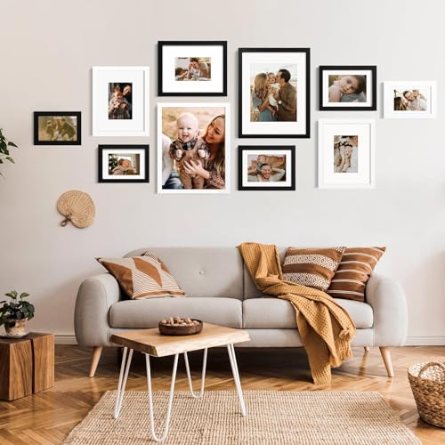 KINLINK 11x14 Picture Frame Black, Solid Wood Frames with Acrylic Plexiglass for Pictures 5x7/8x10 with Mat or 11x14 without Mat, Tabletop and Wall Display, Set of 4 - Image 5