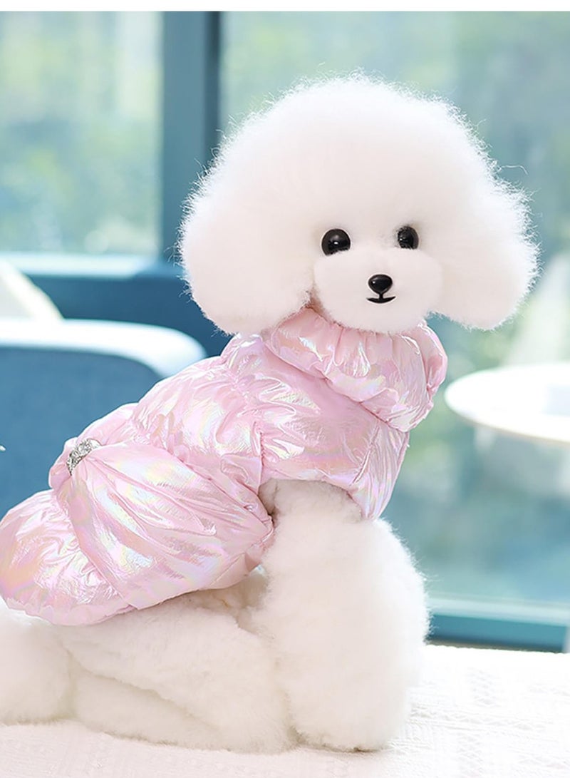 SYOSI Dog Coat, Warm Dog Winter Coat, Pink Dog Clothes, Winter Dog Coats for Small Dogs, Windproof Padded Cold Weather Outfits, Dog Cold Weather Coats, for Small Medium Dogs Cats (M/2.5kg-3.5kg) - Image 5
