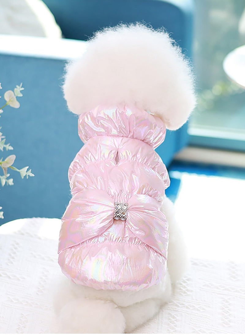 SYOSI Dog Coat, Warm Dog Winter Coat, Pink Dog Clothes, Winter Dog Coats for Small Dogs, Windproof Padded Cold Weather Outfits, Dog Cold Weather Coats, for Small Medium Dogs Cats (M/2.5kg-3.5kg) - Image 2