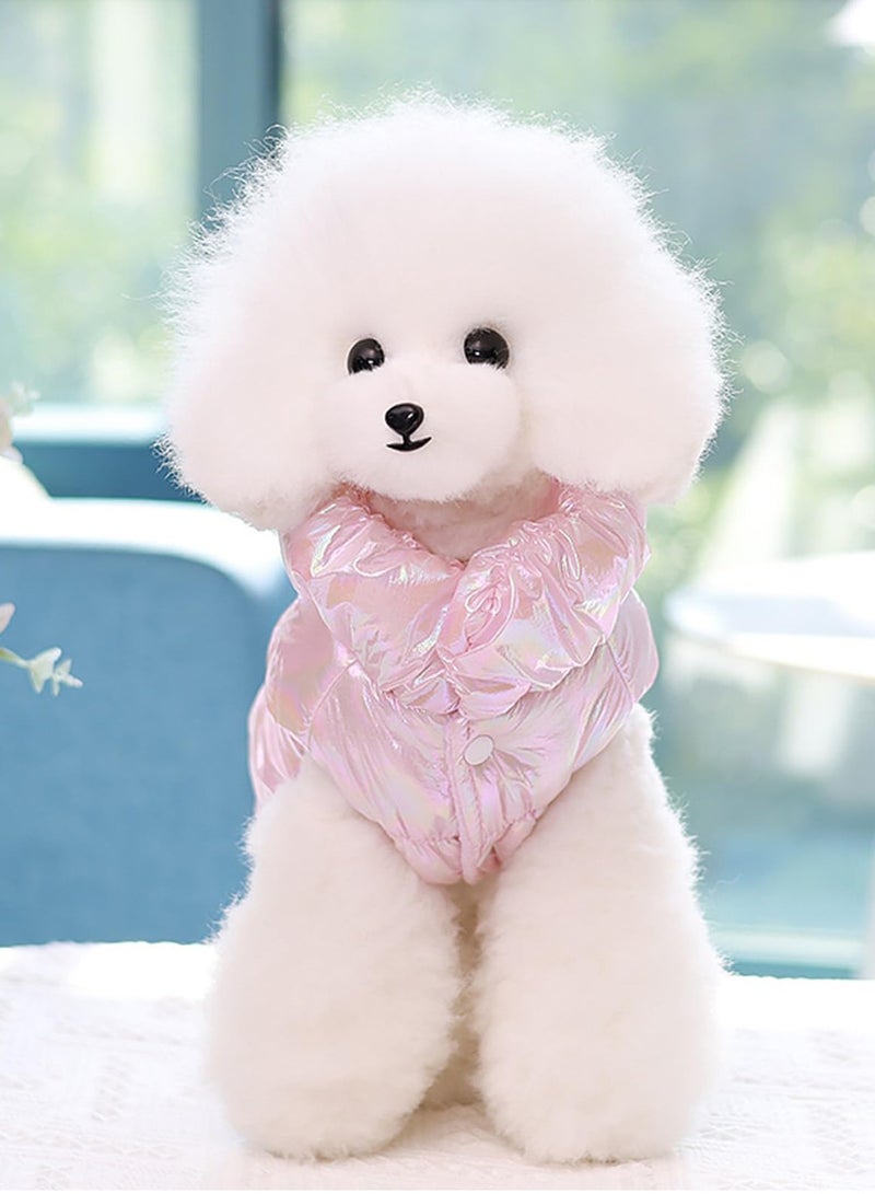 SYOSI Dog Coat, Warm Dog Winter Coat, Pink Dog Clothes, Winter Dog Coats for Small Dogs, Windproof Padded Cold Weather Outfits, Dog Cold Weather Coats, for Small Medium Dogs Cats (M/2.5kg-3.5kg) - Image 4