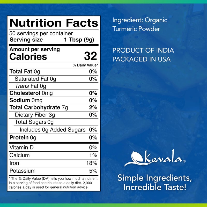 Kevala Organic Turmeric Root Powder - Gluten Free Curcumin, Vegan Supplement for Cooking, Kitchen Spice, Non Gmo, Kosher Product, 1 lb, 16 oz - Image 2