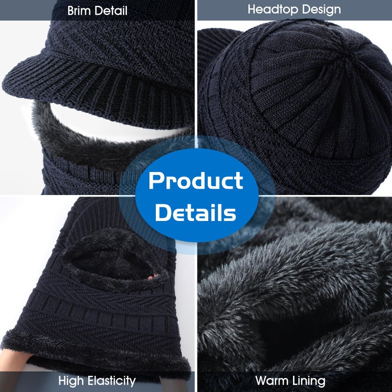 Clothclose Winter Balaclava Beanie Hat, Knitted Ski Mask for Men Women, Thermal Lining Hats for Skiing Cycling Sports - Image 3