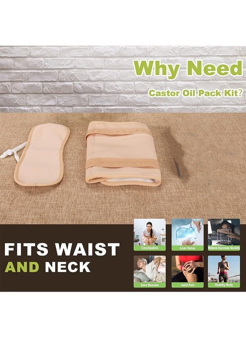 Generic 2 Castor Oil Wraps, Reusable Organic Castor Oil Wrap Set for Liver Detox, Insomnia, Constipation and Inflammation, Adjustable Elastic Band Bamboo Cotton Machine Washable Spill Resistant (Khaki)  - Image 5