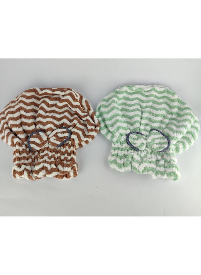 Pack of 2 Microfiber Hair Towel Caps for Fast and Gentle Hair Drying - Image 2
