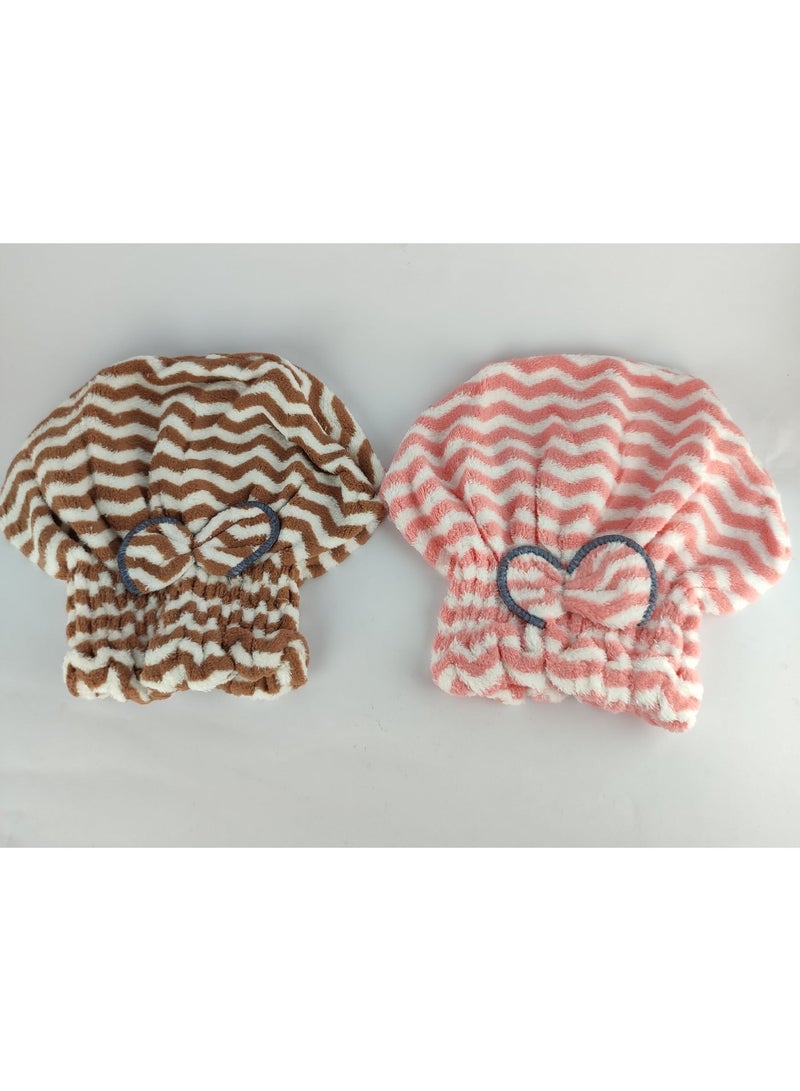 Pack of 2 Microfiber Hair Towel Caps for Fast and Gentle Hair Drying - Image 3