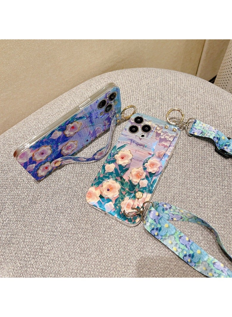 Miluraining Case for iPhone 14 Pro Max Case, art oil painting style Camellia pattern phone case with lanyard, Case Compatible with iPhone 14 Pro Max, TPU material Anti-fall Phone Fashion Cover Women Girls - Image 3